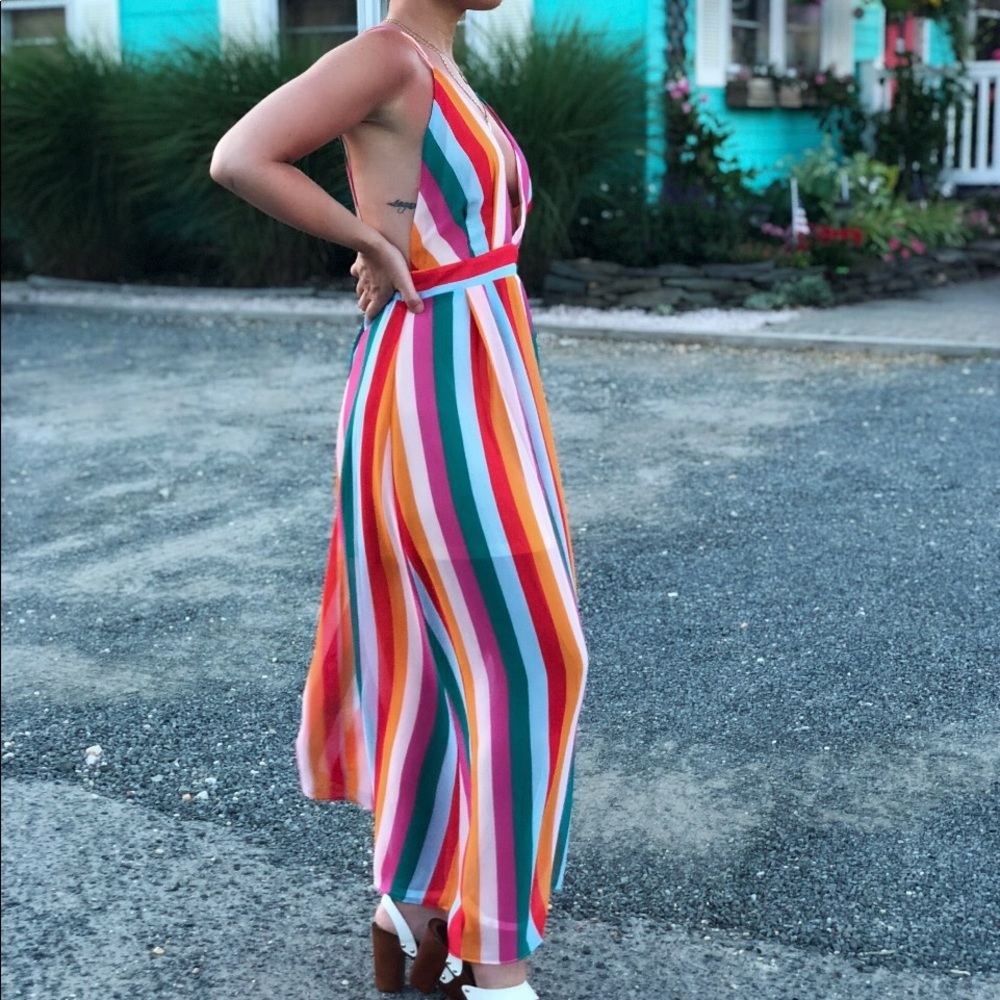 🆕Dorothy Statement Stripes Deep V Maxi Dress - Picture 4 of 8